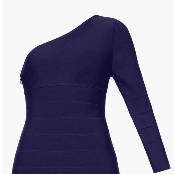 Herve Leger One-Shoulder Long Sleeve Bandage Minidress NEW WITHOUT HANGTAG - Picture 5 of 7